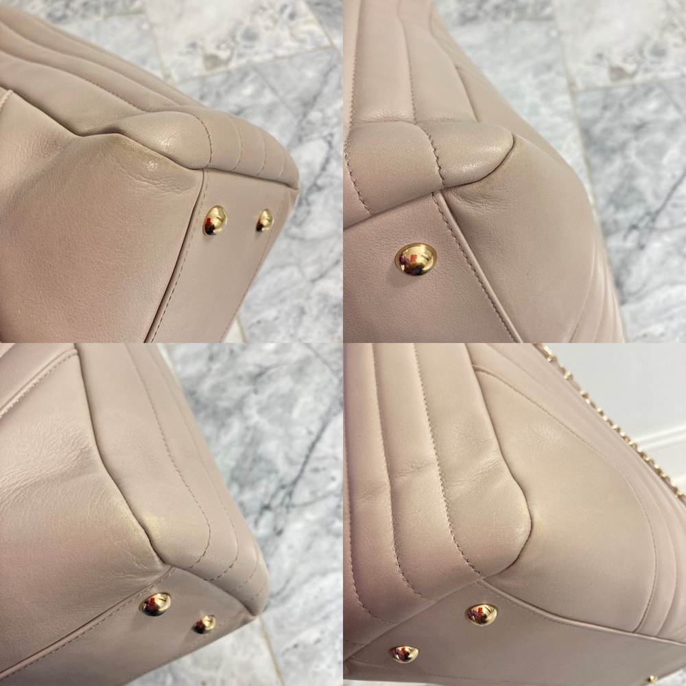 CHANEL Taupe CC Lambskin Chevron Quilted Leather Chain Statement Shopper Tote - Picture 9 of 15